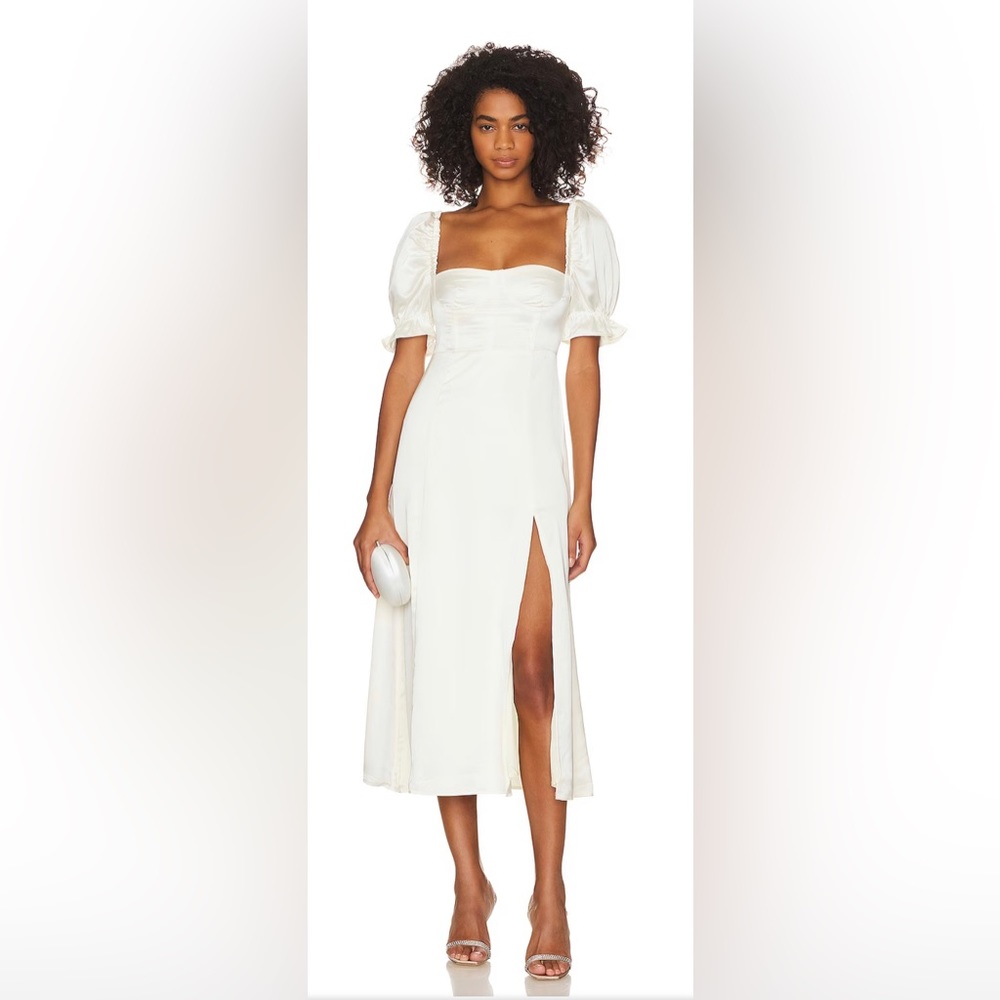 WeWoreWhat Puff Sleeve Midi Dress in Whisper White size 2
